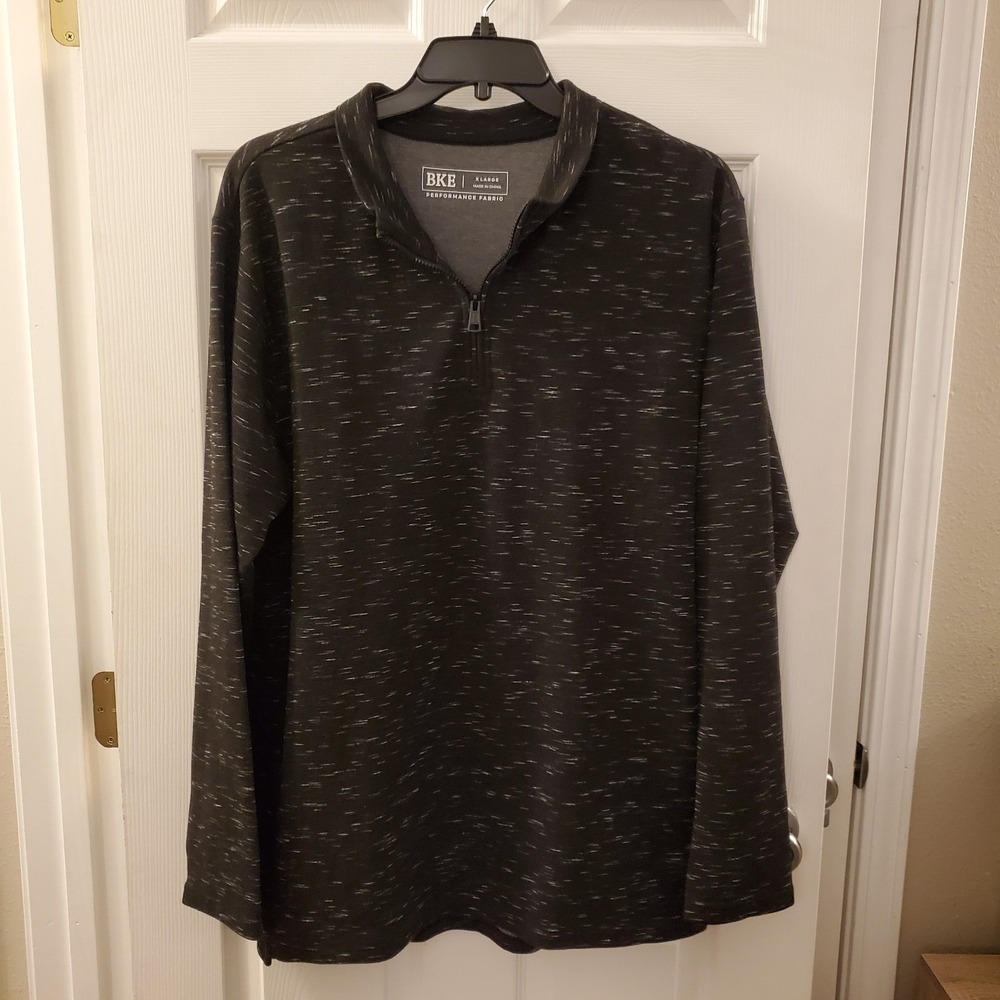 BKE Mens XL Performance Fabric 1/4 Zip Shirt Long Slv Pullover Casual Black